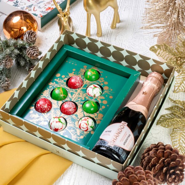Kit Navideño Premium | 9 Bombones Árbol + Mini Chandon