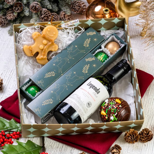 Dulce Navidad (Chocolates, vino y velita)