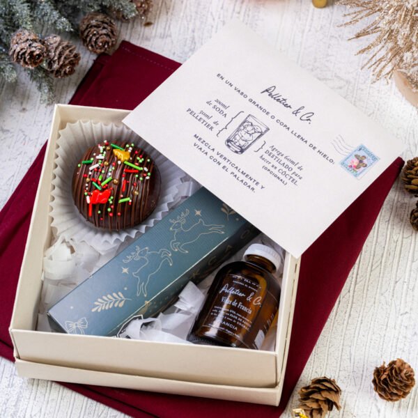 Kit Navideño con Bombones, Choco Bomba y Bebida de Pelletier & Co.